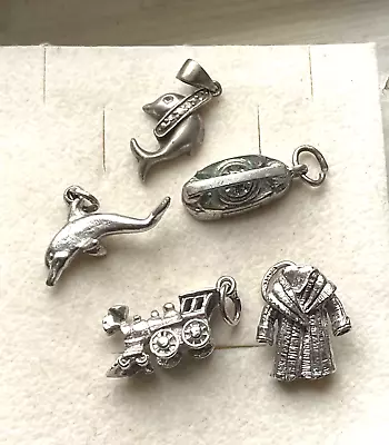 Vintage Sterling Charm LOT LOADED LOOK NOVELTY FULL SIZED To LARGE • $14.78