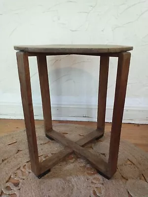 PROJECT! Vintage Antique Art Deco Oak Hall Side Occasional Table Plant Stand • £40