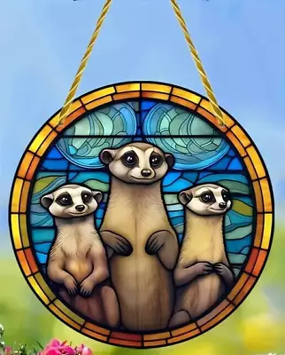 Meerkat Design Suncatcher Window Home Decor Hanging Ornament Christmas Gift • £6.85