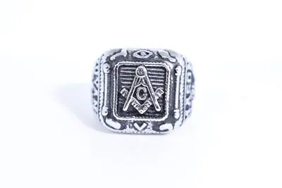 Vintage Silver Stainless Steel Size 11.5 Men's Free Mason Ring • $36