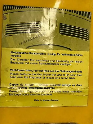 $40 • Buy VW Beetle Bug Convertible Cabriolet Cabrio Deck Lid Trim Set NOS