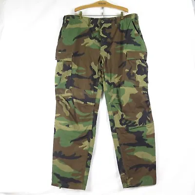 Military Camo Cargo Pants Men's Size Large Long Green Brown Medium Weight Canvas • $20.50