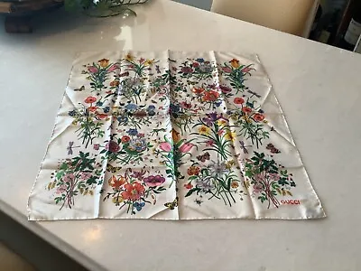 Authentic Vintage Gucci Made In Italy 100% Silk Floral Scarf Must See Nr • $125