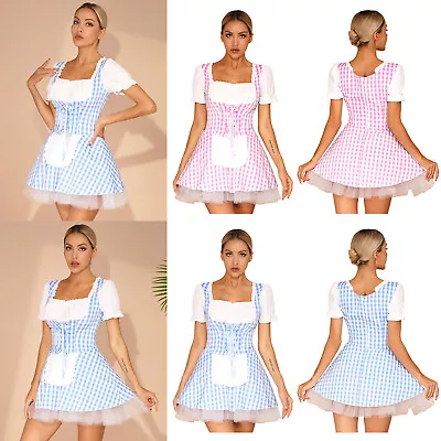 US Womens French Maid Apron Costume Sissy Anime Cosplay Fancy Dress Up Clubwear • $17.57