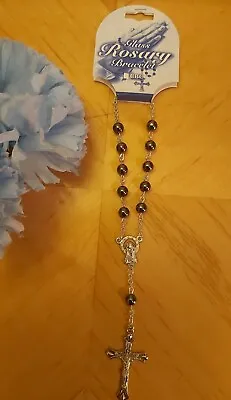 Rosary Bracelet  - Glass Beads Grey/metallic Colour 16cm(L) • £3.75