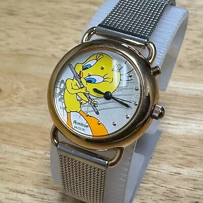 Vintage Armitron Musical Quartz Watch Tweety Bird Gold Tone Analog New Battery • $33.99