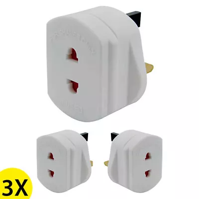 £5.94 • Buy 3 X Shaver Toothbrush Epilator Adaptor Plug Travel 2 Pin To UK 3 Pin Fused 240V