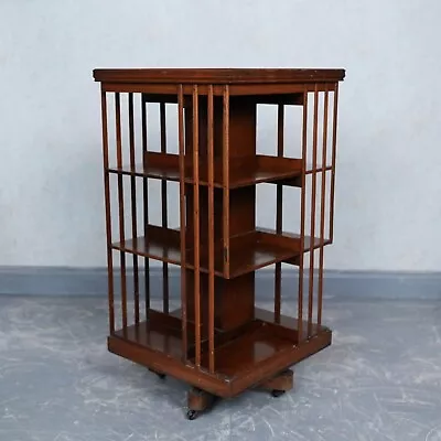 Large Antique Revolving Bookcase Mahogany Edwardian • £395