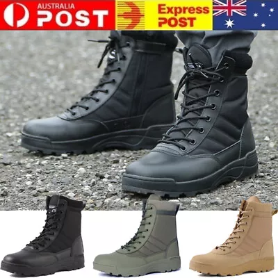 Men Military Tactical Work Boots High Top Army Combat Boots Outdoor Hiking Boots • $42.74