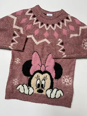 Minnie Mouse Girls Jumper Dress Age 6 Years Fairisle TU • £3