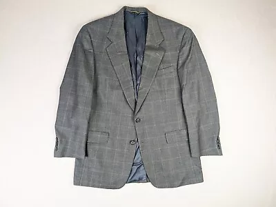 Hart Schaffner Marx Jacket Adult 44 Long Gray Plaid Gold Trumpeter Sport Coat* • $16.20