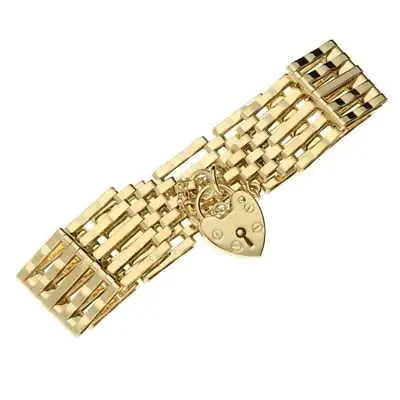 Ladies 9ct Yellow Gold Five Bar Gate Bracelet - 22.0g • £781