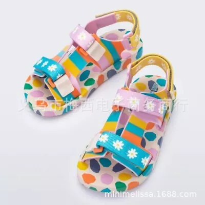 Mini Melissa Casual Shoes Colorful Leopard Print Jelly Kids Beach Sandals US7-12 • $25.88