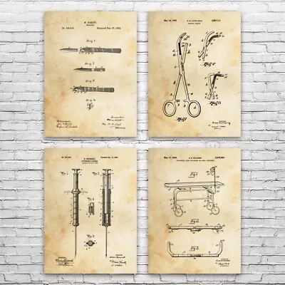 Surgical Patent Posters Set Of 4 Surgeon Gift Medical Decor Doctors Office Art • $32.95