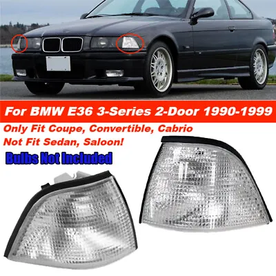 Pair Clear For BMW E36 3-series1990-1999 Front Turn Signal Light Lamp Lens • $36.99