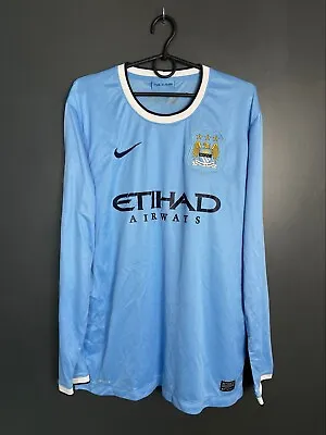 Manchester City 2013/2014 Home Football Long Sleeve Nike Soccer Jersey Size L • $99.99