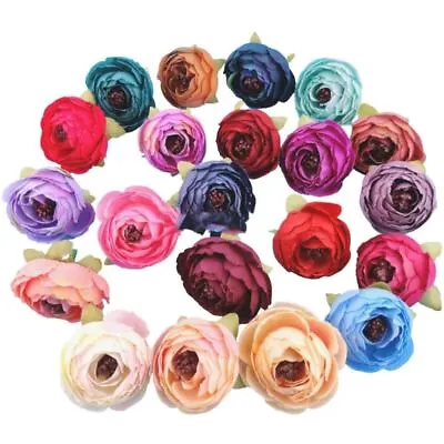 10x Ranunculus Flower Heads - Artificial Fake Rose Peony Corsage Craft • £4.29