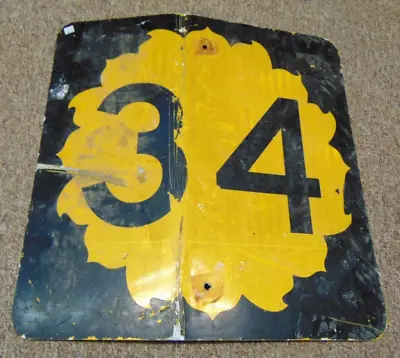 Vintage Kansas State Highway Sign Sun Flower Route 34 Man Cave Original • $74