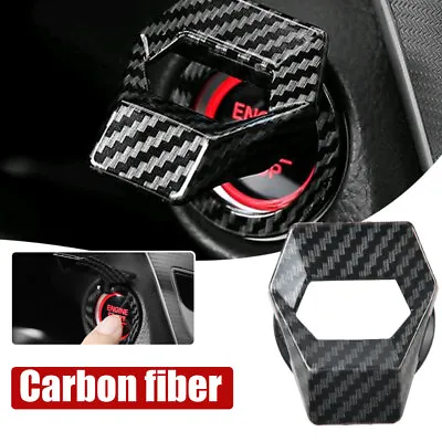 1x Carbon Fiber Car Interior Engine Start Stop Push Button Switch Cover Trims • $6.99