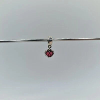 £15 • Buy Genuine Pandora Red Beaded Enamel Dangle Logo Heart Charm ALE 925 #790471EN07