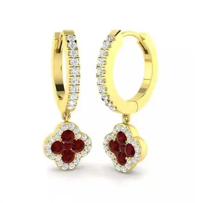 (AGJLM) 18ct Yellow Gold 0.70ct Ruby And 0.31ct Diamond Drop Earrings NEW • £1695