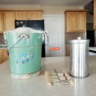 Vintage Ice Cream Maker The Alaskan No 4  Top Freezer  Wood & Cast Iron USA  • $55