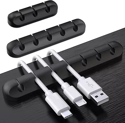 Cable Holder Ties Management Clips Tidy Lead Desk Charger Wire USB Organizer UK • £6.45