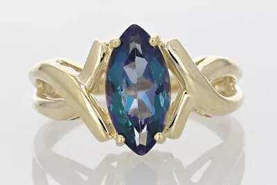 1.77ct Marquise Cut Mystic Topaz Solitaire Statement Ring 10k Yellow Gold Size 7 • $209.99