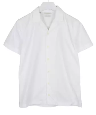 SUITSUPPLY Egyptian Cotton Camp Fit Shirt Men's XS Short Sleeve White • £16.99