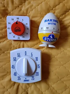 Vintage Kitchen Timers X3  Salter/stork And Smiths Orange Repair/ornamental • £4.99