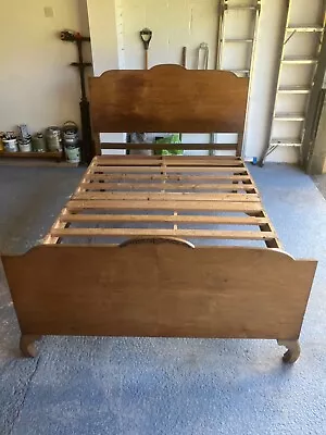 Antique Art Deco Double Bed Frame • £150