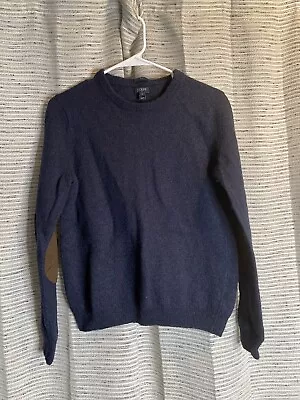 J Crew Men’s Size Medium Sweater Wool With Elbow Patches Blue 2648 • $30