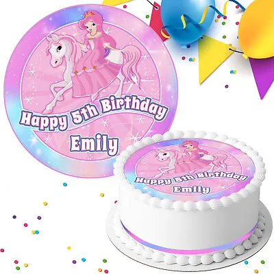 Princess Horse Personalised Edible Icing Cake Topper & Cupcake Toppers D544 • £6.09