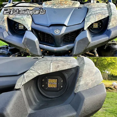 Bumper LED Cube Headlight Light Pods Mount Brackets For YAMAHA Grizzly 700 & 550 • $42.95