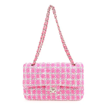 Auth CHANEL Matelasse 25 Tweed Leather Chain W Flap Shoulder Bag Pink Used F/S • $9082.25