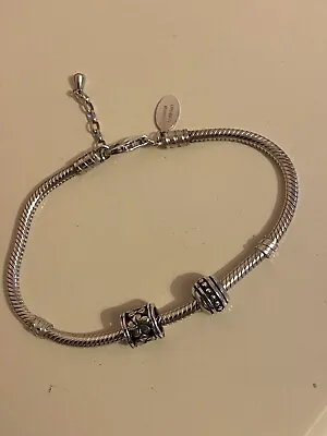 Charm Company 925 Solid Sterling Silver Snake Chain Charm Bracelet 3mm 2 Charms • £38