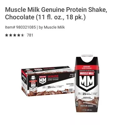 Muscle Milk Genuine Protein Shake Chocolate (11 Fl. Oz. 18 Pk.) • $32