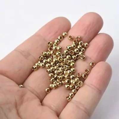 4mm~18mm Solid Brass Round Loose Metal Spacer Craft Beads Craft Findings DIY • $2.75