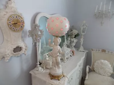$115 • Buy Fab Vintage  Mid Century Modern Porcelain Cherub Lamp W/ Globe Shade