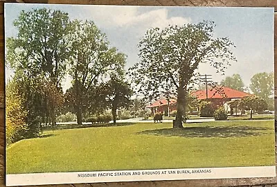 Missouri Pacific Railroad Depot Van Burden Arkansas AR Old Early 1900s Postcard • $4.50