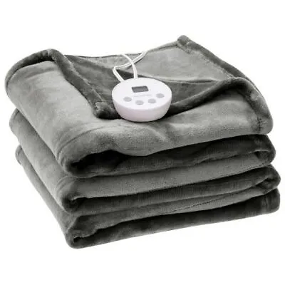 Posh 62  X 84  Twin Size Electric Heated Throw Blanket With Timer-Gray • $104