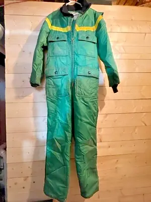 VINTAGE John Deere Snowmobile Snow Suit With Hood Green One Piece Mens Large L • $145.99