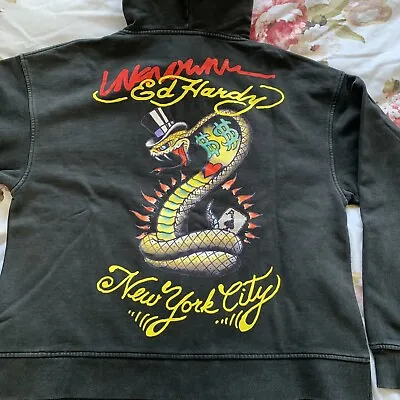 Unknown X Ed Hardy - Washed Snake Zip Hoodie XS Fits S M L • £149