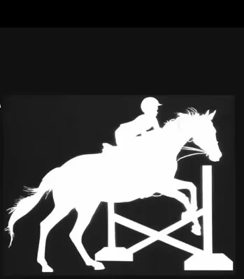 NEW 7.25” X 5.5” Horse Jumping Equestrian Silver Vinyl Wall Car Glass Tile Decal • $14.99