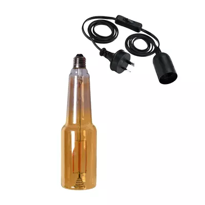 $75.99 • Buy Bottle Edison LED Light Globe & Power Cord Plug In 1.8m E27 4 Watt Bulb 27cm