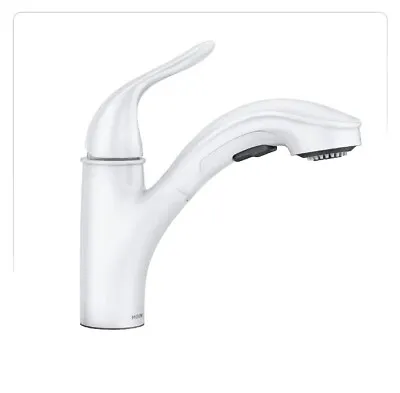MOEN Brecklyn Single-Handle Pull-Out Sprayer Kitchen Faucet W/ Power Clean White • $82