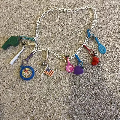 Vintage 80s Plastic Bell Charms (8) Clip On Necklace Whistle Baby Bottle • $30