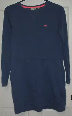 Lacoste Sweatshirt Dress Girls Size 16 Blue With Pink Alligator Knit Comfy • £6.87