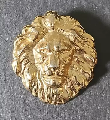 Vintage Gold Tone Lion Head Brooch • $11.99