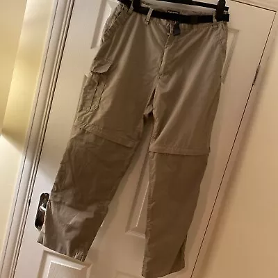 Mens 32 Waist Long Leg Craghoppers Trousers Solarshield Beige Zip Off  Outdoor  • £27